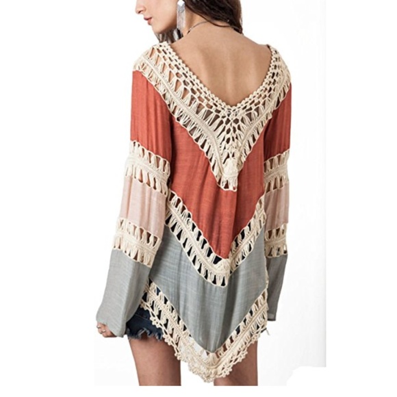YARA Crochet Boho Tunic Top - Picture 2 of 4